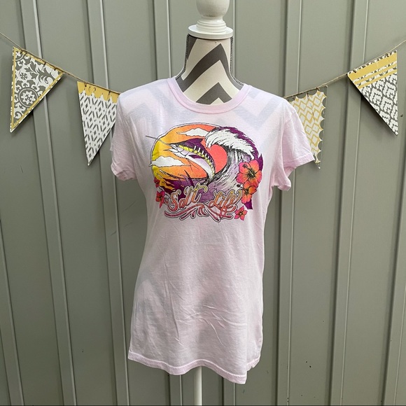 Salt Life | Tops | Salt Life Light Pink Tee Shirt Marlin Hibiscus Wave ...